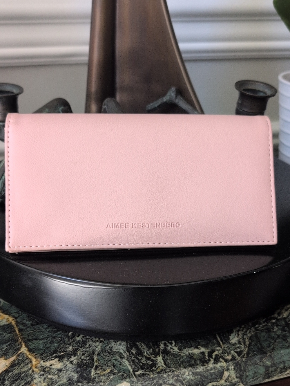 Aimee Kestenberg Blush Pink Leather Slim Snap Fold Wallet